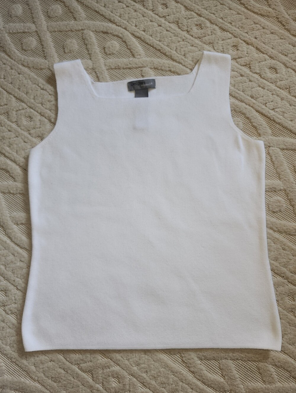 S White Knit Square-Neck Tank Top Sweater Cotton